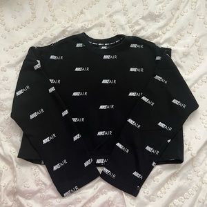 Nike Air Allover Cropped Logo Print Crew Sweatshirt